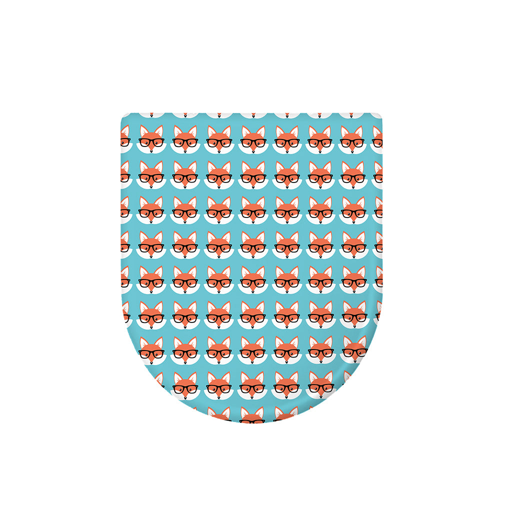 Fox With Glasses Pattern Print Toilet Lid Cover