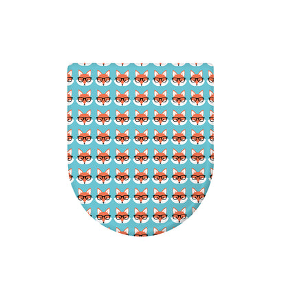 Fox With Glasses Pattern Print Toilet Lid Cover