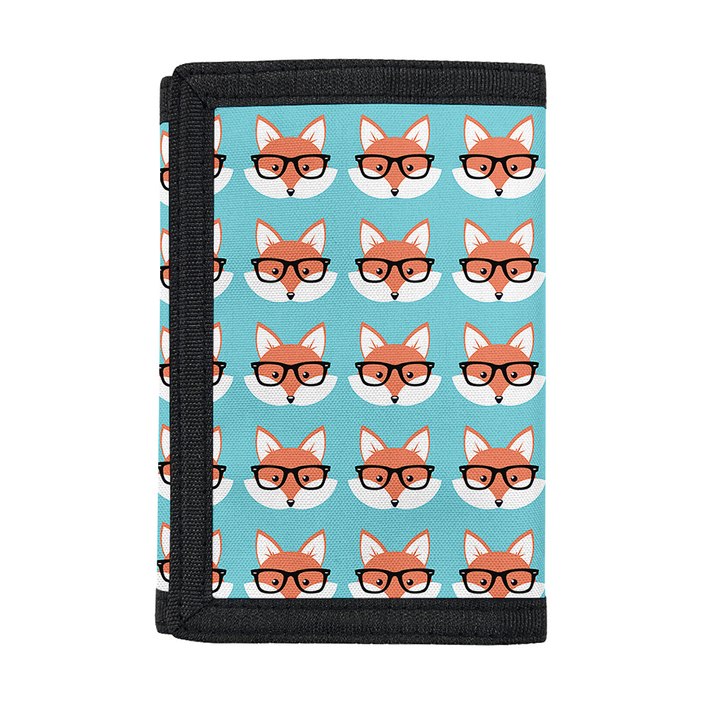Fox With Glasses Pattern Print Trifold Wallet
