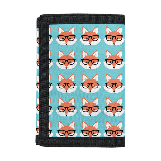 Fox With Glasses Pattern Print Trifold Wallet
