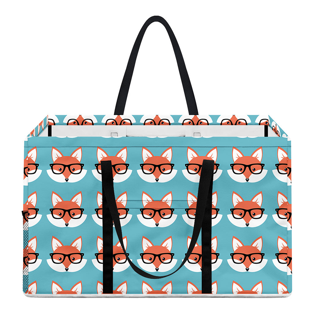 Fox With Glasses Pattern Print Utility Tote Bag