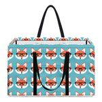 Fox With Glasses Pattern Print Utility Tote Bag