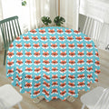 Fox With Glasses Pattern Print Waterproof Round Tablecloth