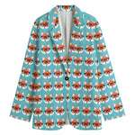 Fox With Glasses Pattern Print Women's Blazer