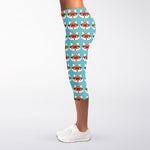 Fox With Glasses Pattern Print Women's Capri Leggings