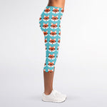 Fox With Glasses Pattern Print Women's Capri Leggings