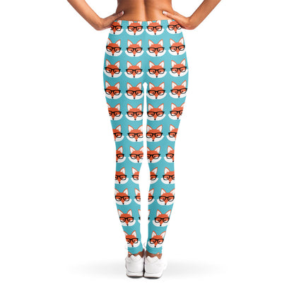 Fox With Glasses Pattern Print Women's Leggings