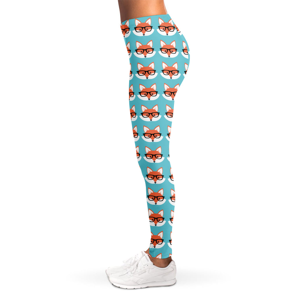 Fox With Glasses Pattern Print Women's Leggings