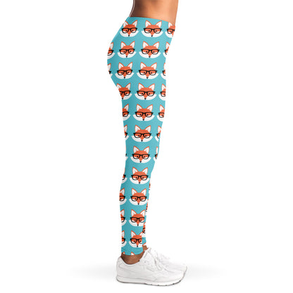 Fox With Glasses Pattern Print Women's Leggings