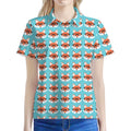 Fox With Glasses Pattern Print Women's Polo Shirt