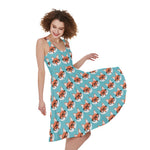Fox With Glasses Pattern Print Women's Sleeveless Dress