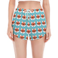 Fox With Glasses Pattern Print Women's Split Running Shorts