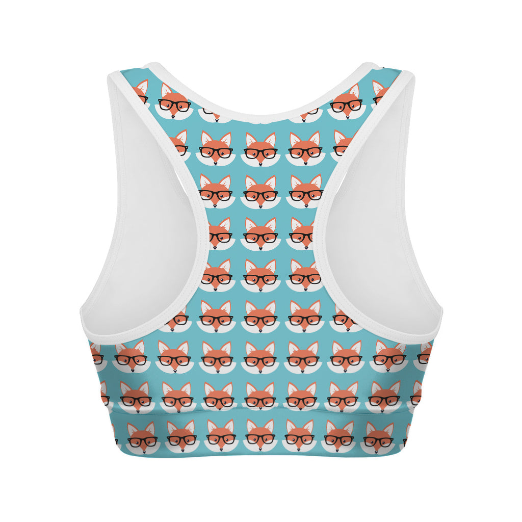 Fox With Glasses Pattern Print Women's Sports Bra