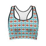 Fox With Glasses Pattern Print Women's Sports Bra