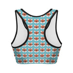 Fox With Glasses Pattern Print Women's Sports Bra