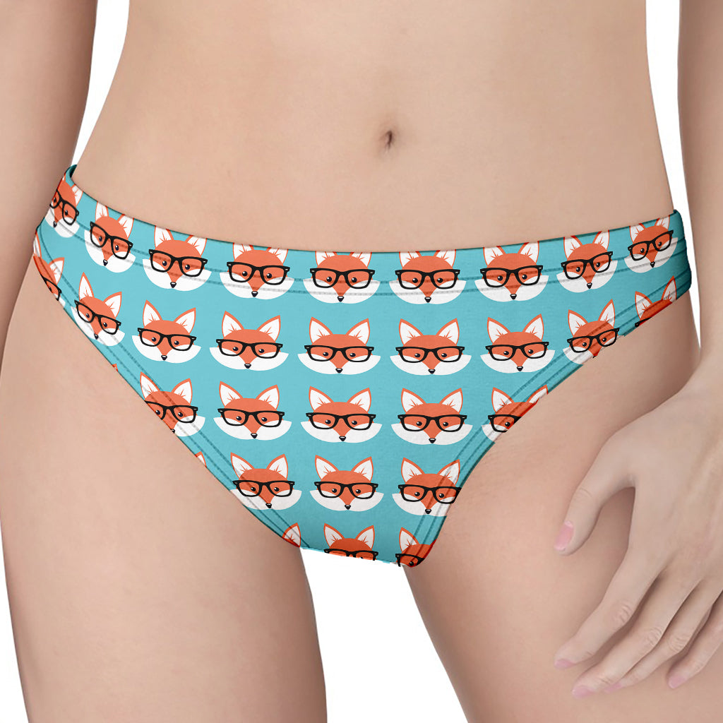 Fox With Glasses Pattern Print Women's Thong