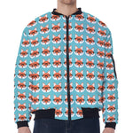 Fox With Glasses Pattern Print Zip Sleeve Bomber Jacket