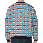 Fox With Glasses Pattern Print Zip Sleeve Bomber Jacket