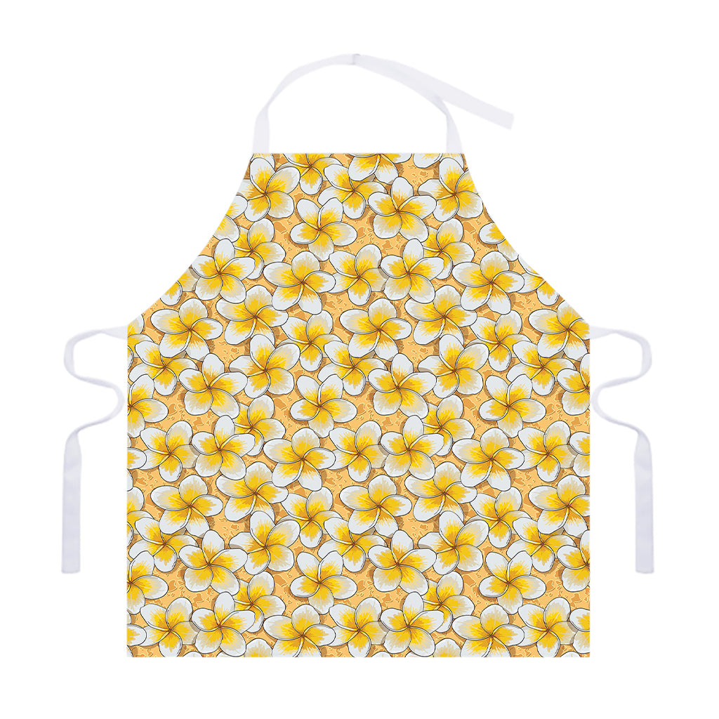 Frangipani Flower Pattern Print Adjustable Apron