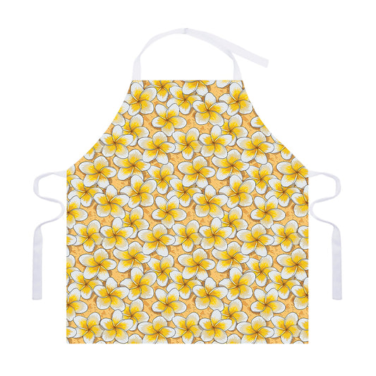 Frangipani Flower Pattern Print Adjustable Apron