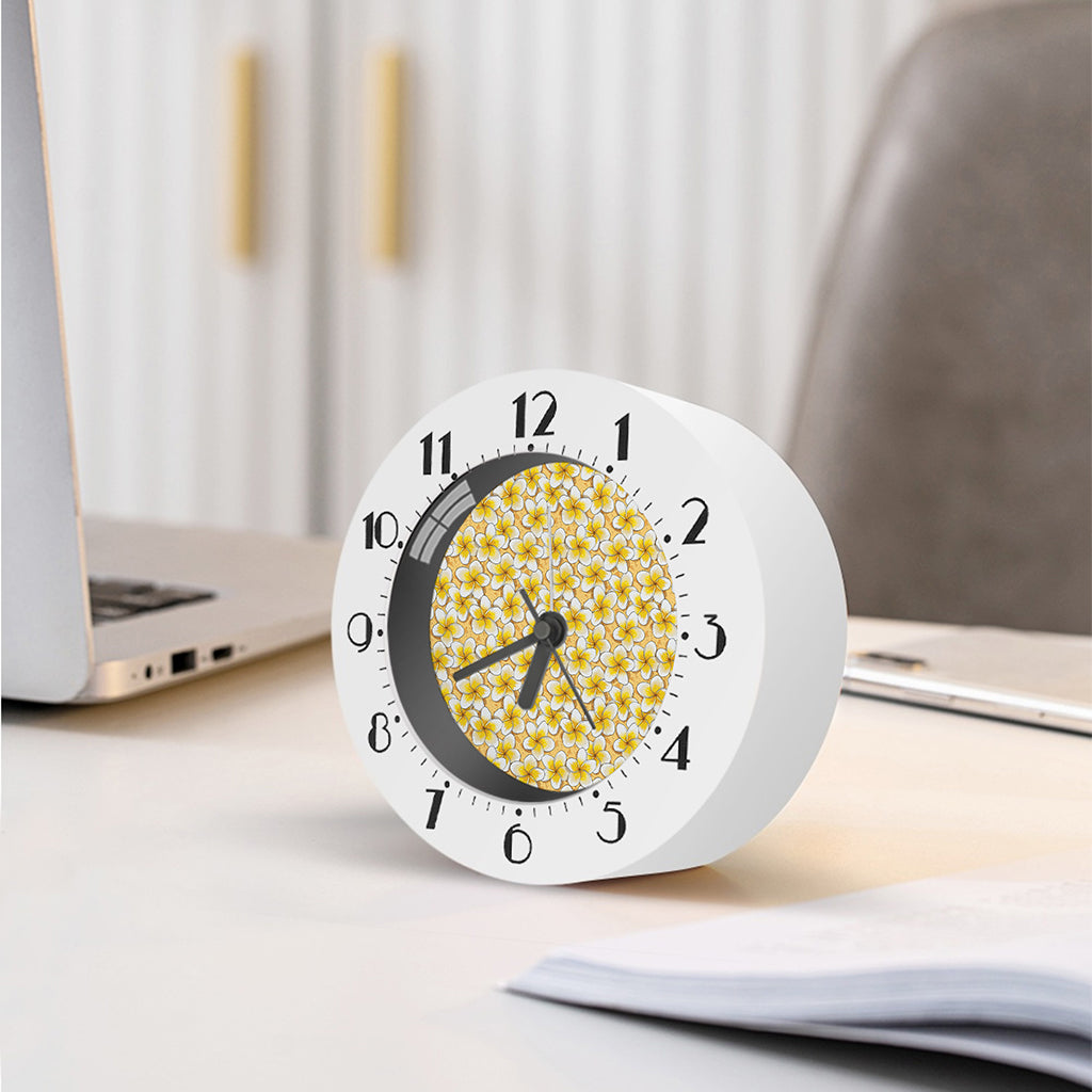 Frangipani Flower Pattern Print Alarm Clock