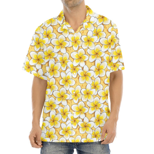 Frangipani Flower Pattern Print Aloha Shirt