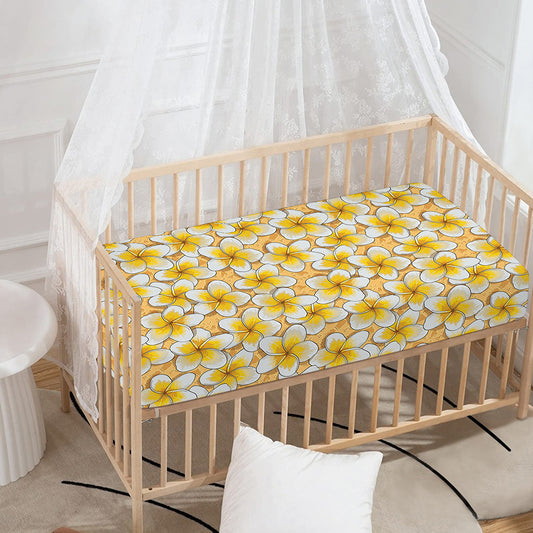 Frangipani Flower Pattern Print Baby Crib Sheet