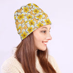 Frangipani Flower Pattern Print Beanie