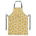 Frangipani Flower Pattern Print Bib Apron With Pocket