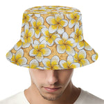Frangipani Flower Pattern Print Bucket Hat