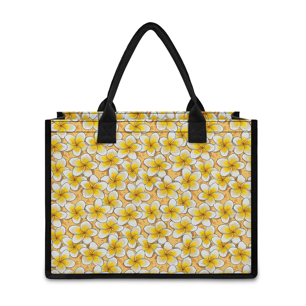 Frangipani Flower Pattern Print Canvas Tote Bag