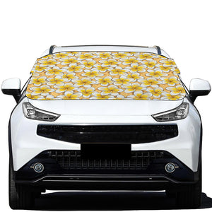 Frangipani Flower Pattern Print Car Windshield Snow Cover