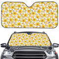 Frangipani Flower Pattern Print Car Windshield Sun Shade