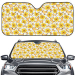 Frangipani Flower Pattern Print Car Windshield Sun Shade