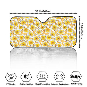 Frangipani Flower Pattern Print Car Windshield Sun Shade