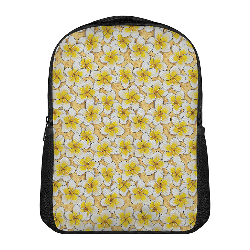 Frangipani Flower Pattern Print Casual Backpack