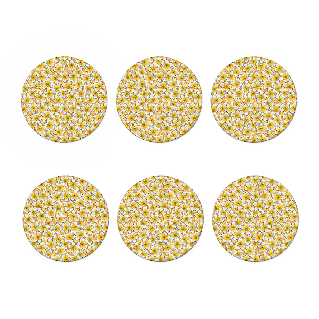 Frangipani Flower Pattern Print Coaster Set