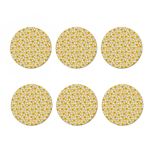 Frangipani Flower Pattern Print Coaster Set