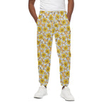 Frangipani Flower Pattern Print Cotton Pants