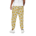 Frangipani Flower Pattern Print Cotton Pants