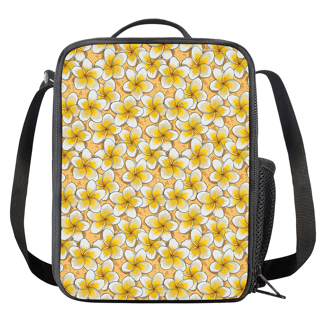 Frangipani Flower Pattern Print Crossbody Lunch Bag