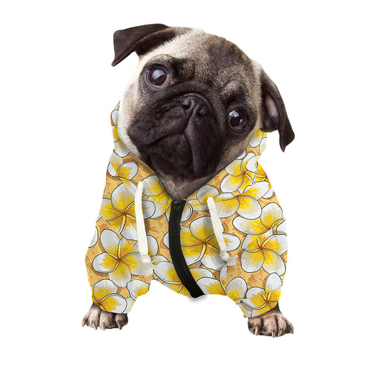 Frangipani Flower Pattern Print Dog Zip Up Hoodie
