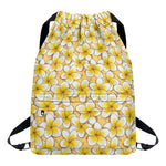 Frangipani Flower Pattern Print Drawstring Backpack