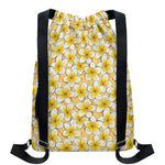 Frangipani Flower Pattern Print Drawstring Backpack