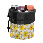 Frangipani Flower Pattern Print Drawstring Makeup Bag