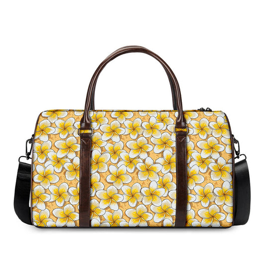 Frangipani Flower Pattern Print Duffle Bag