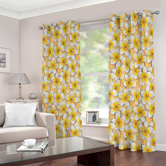 Frangipani Flower Pattern Print Extra Wide Grommet Curtains