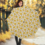 Frangipani Flower Pattern Print Foldable Umbrella