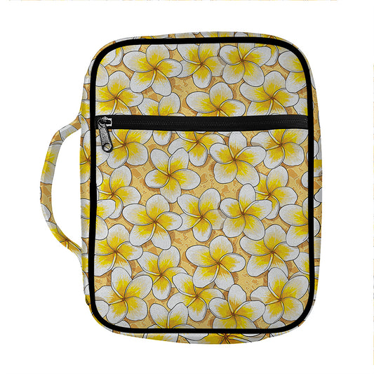 Frangipani Flower Pattern Print Front Pocket Bible Bag