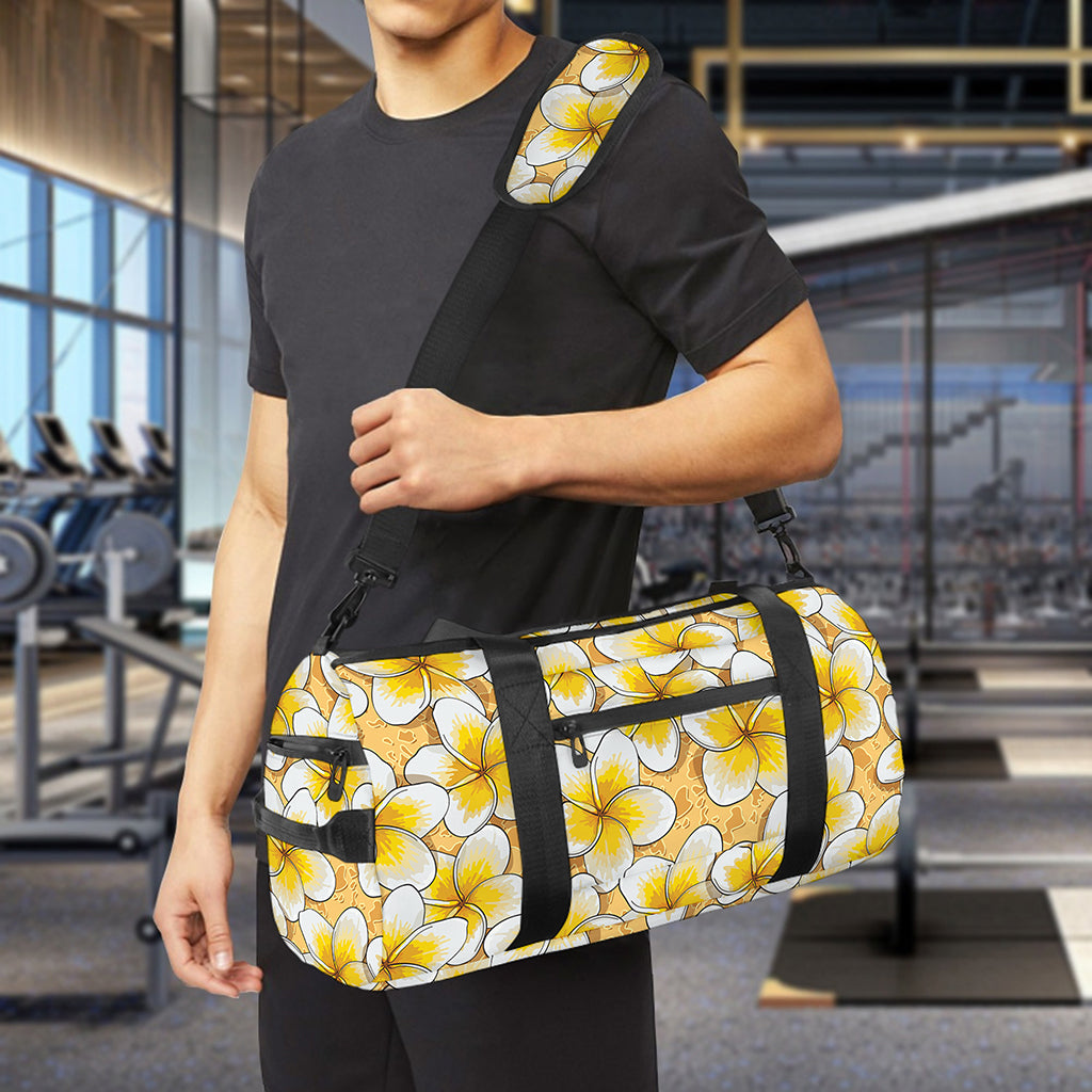 Frangipani Flower Pattern Print Gym Bag
